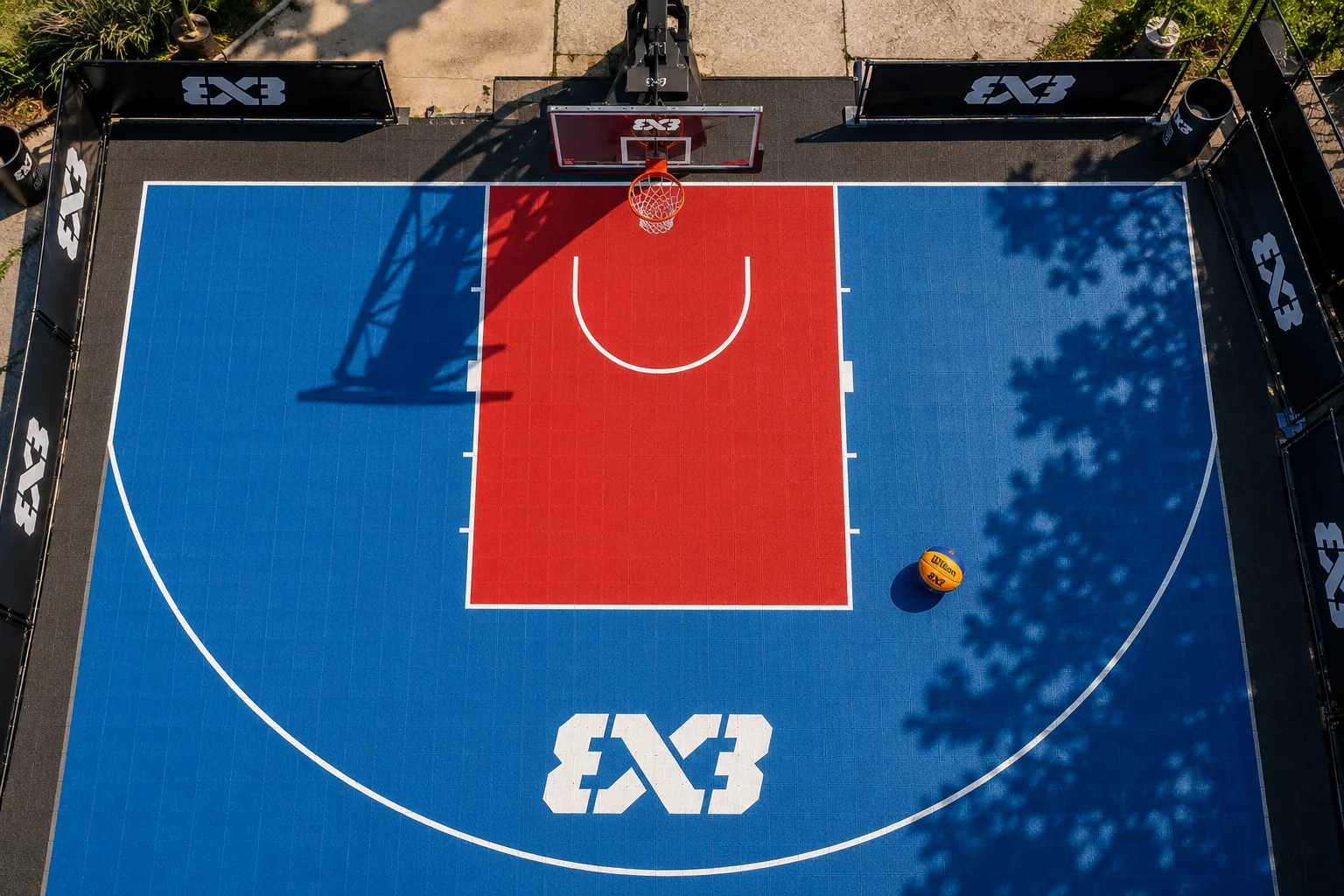Teren oficial de baschet 3x3 văzut de sus